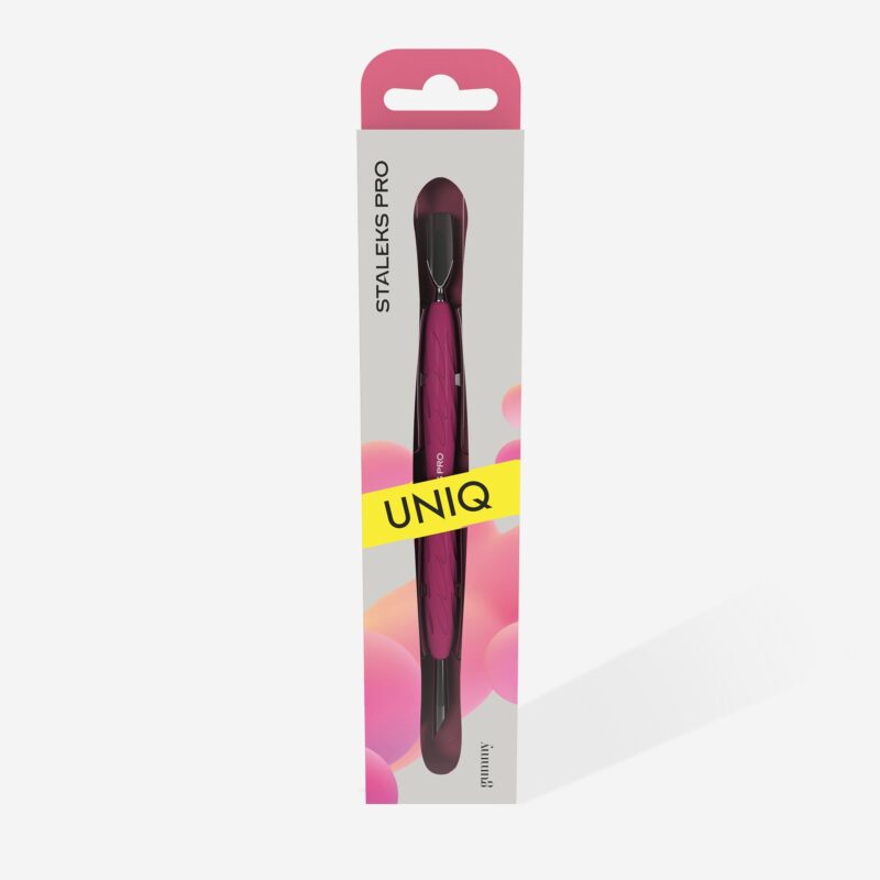 Manicure pusher Gummy with silicone handle UNIQ 10 TYPE 2 (rounded narrow and beveled pusher)