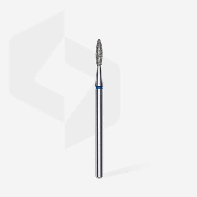 Diamond nail drill bit, “flame”, blue, head diameter 2.1 mm/ working part 8 mm