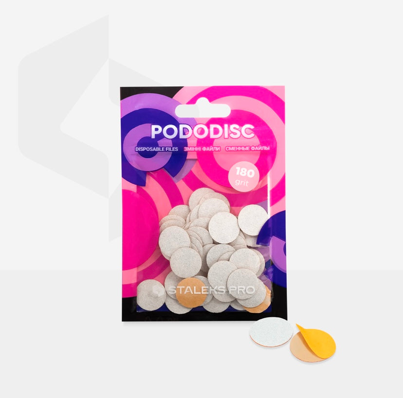 White refill pads for pedicure disc Pododisc Staleks Pro S, 180 grit (50 pc)