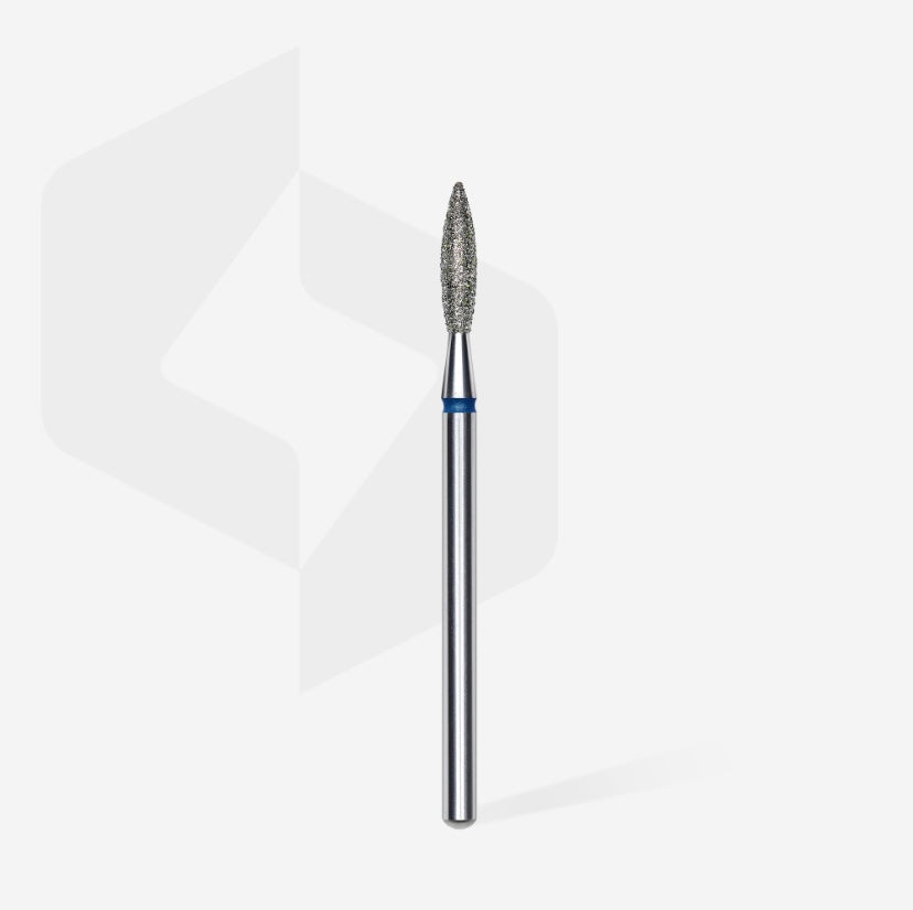 Diamond nail drill bit, “flame”, blue, head diameter 2.3 mm/ working part 10 mm