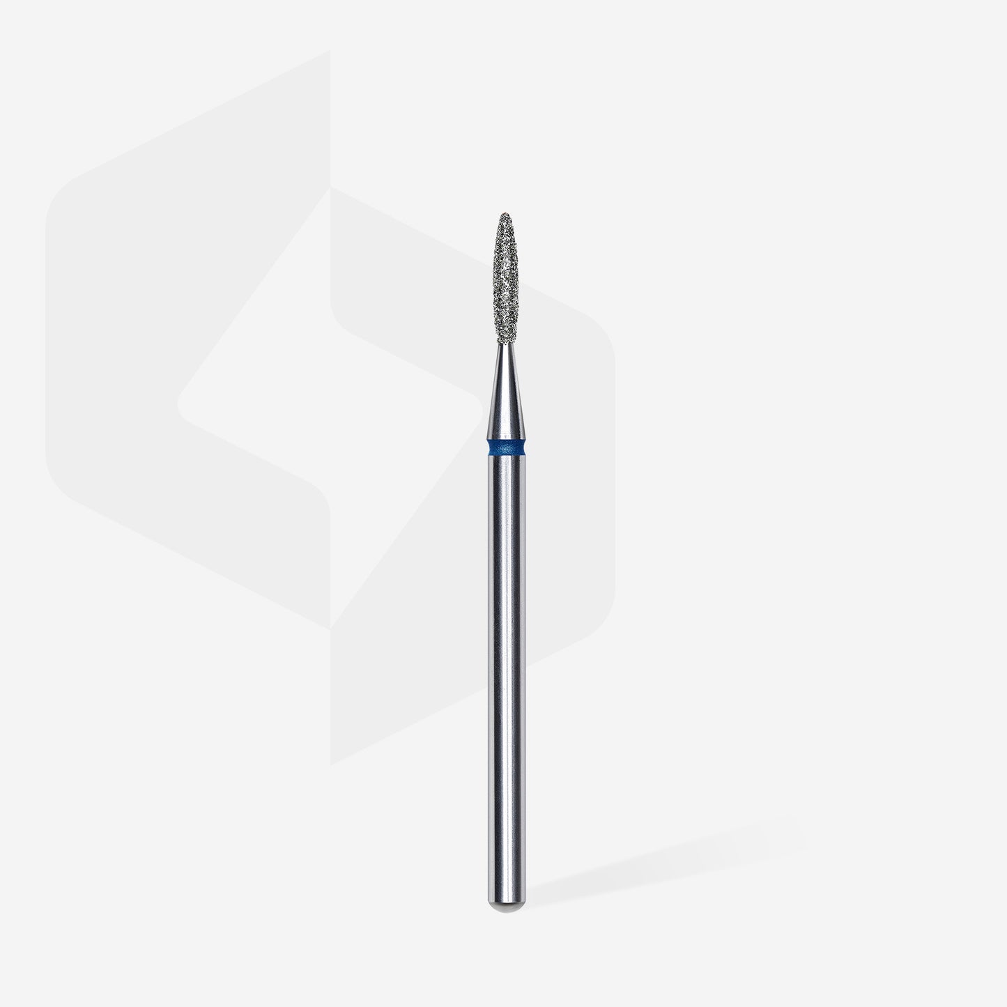 Diamond nail drill bit, pointed “flame”, blue, head diameter 1.6 mm/ working part 8 mm