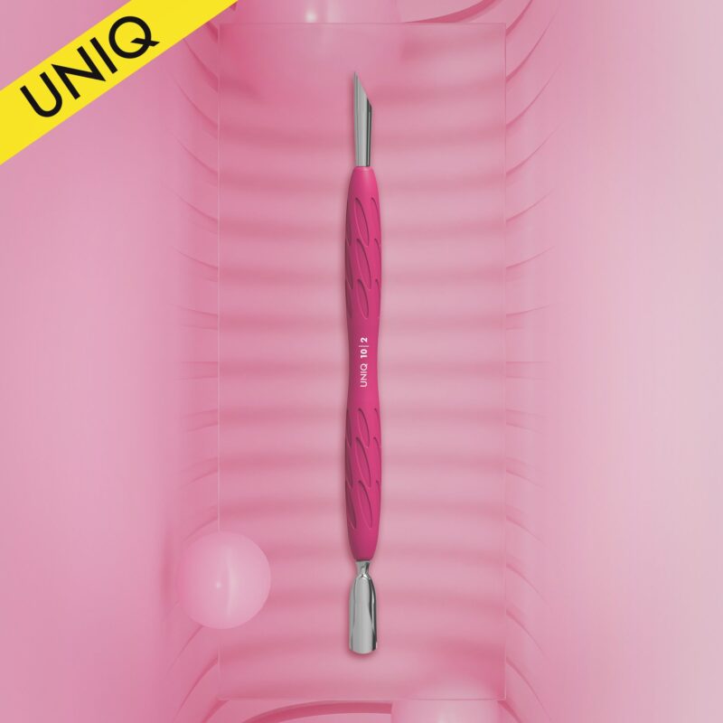 Manicure pusher Gummy with silicone handle UNIQ 10 TYPE 2 (rounded narrow and beveled pusher)