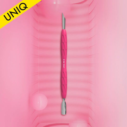 Manicure pusher Gummy with silicone handle UNIQ 10 TYPE 2 (rounded narrow and beveled pusher)